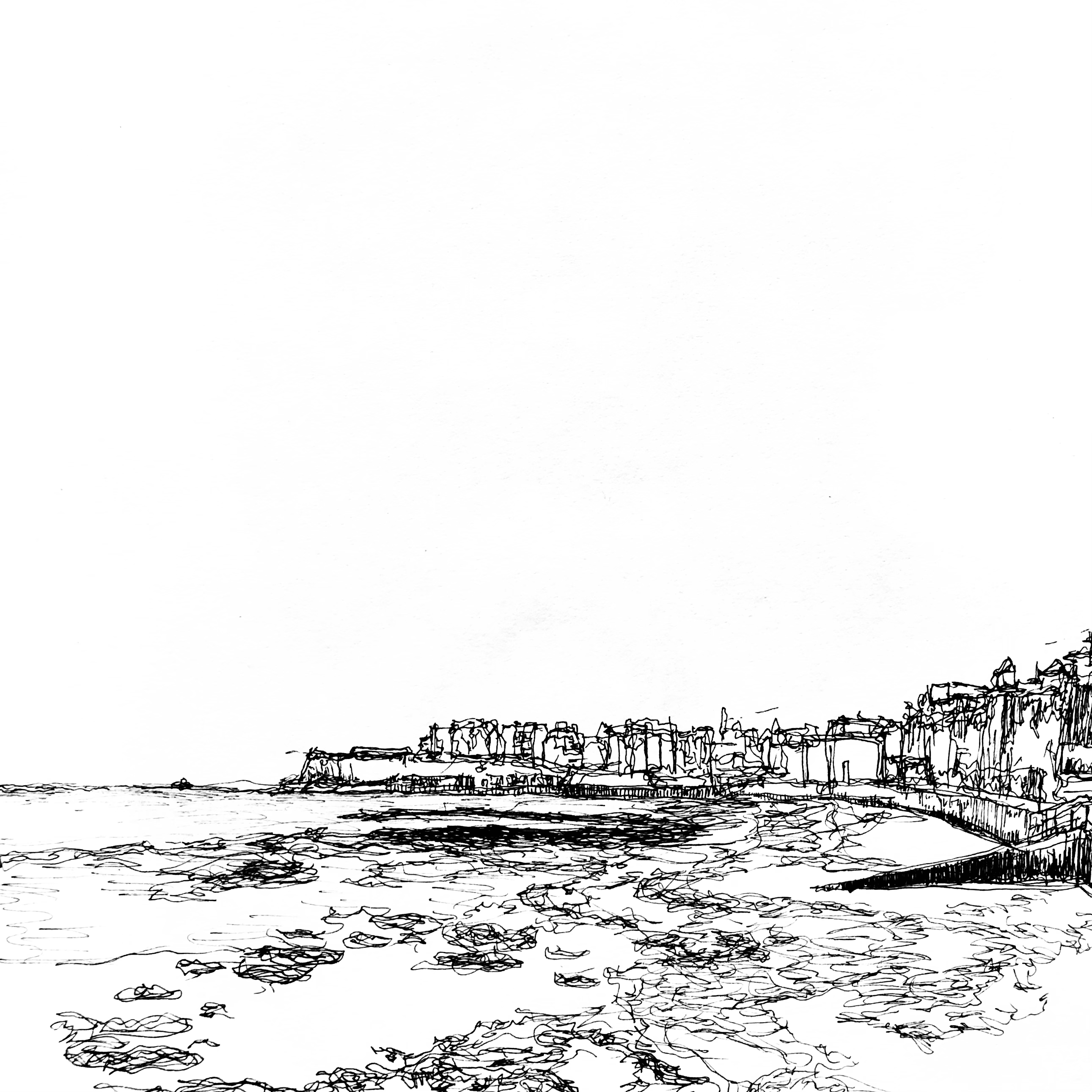 black-and-white sketch of the kent coast